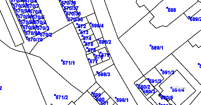 Parcela st. 579 v KÚ Klášterec nad Ohří, Katastrální mapa