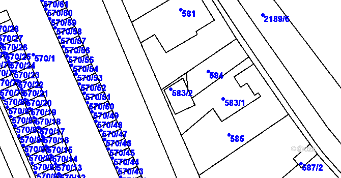 Parcela st. 583/2 v KÚ Klášterec nad Ohří, Katastrální mapa