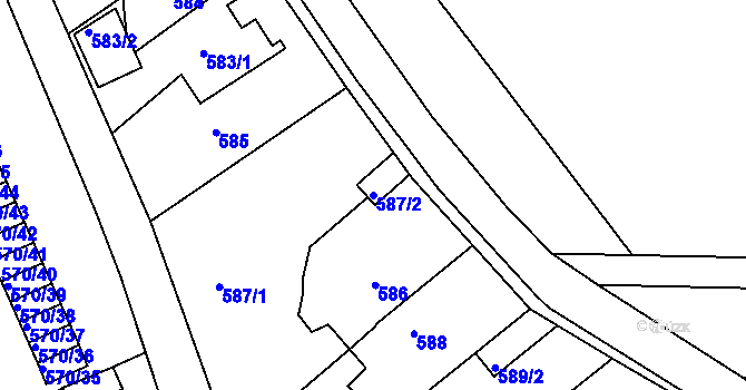 Parcela st. 587/2 v KÚ Klášterec nad Ohří, Katastrální mapa