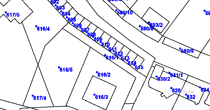 Parcela st. 616/1 v KÚ Klášterec nad Ohří, Katastrální mapa