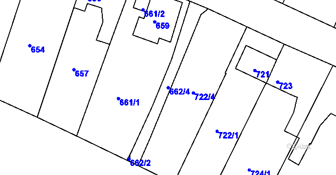 Parcela st. 662/4 v KÚ Klášterec nad Ohří, Katastrální mapa