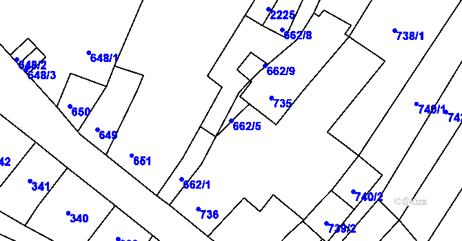 Parcela st. 662/5 v KÚ Klášterec nad Ohří, Katastrální mapa