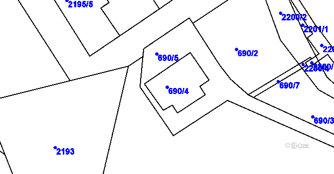 Parcela st. 690/4 v KÚ Klášterec nad Ohří, Katastrální mapa