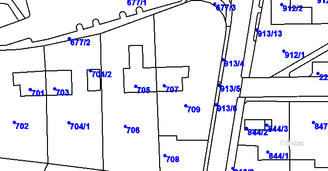 Parcela st. 707 v KÚ Klášterec nad Ohří, Katastrální mapa