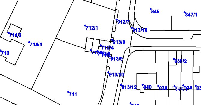 Parcela st. 710 v KÚ Klášterec nad Ohří, Katastrální mapa