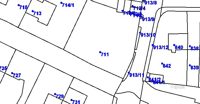 Parcela st. 711 v KÚ Klášterec nad Ohří, Katastrální mapa