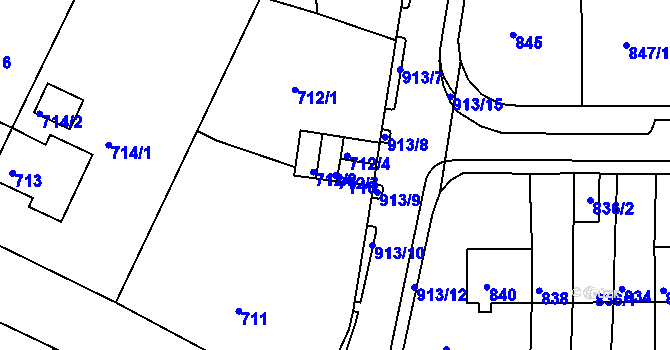Parcela st. 712/3 v KÚ Klášterec nad Ohří, Katastrální mapa