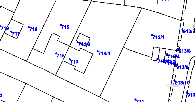 Parcela st. 714/1 v KÚ Klášterec nad Ohří, Katastrální mapa