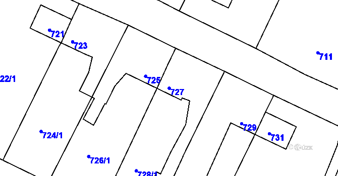 Parcela st. 727 v KÚ Klášterec nad Ohří, Katastrální mapa