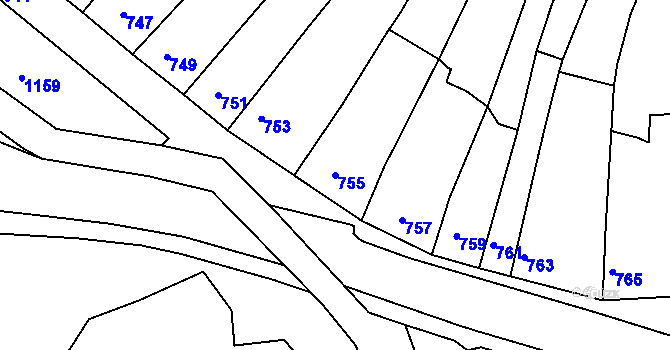 Parcela st. 755 v KÚ Klášterec nad Ohří, Katastrální mapa