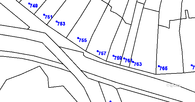 Parcela st. 757 v KÚ Klášterec nad Ohří, Katastrální mapa
