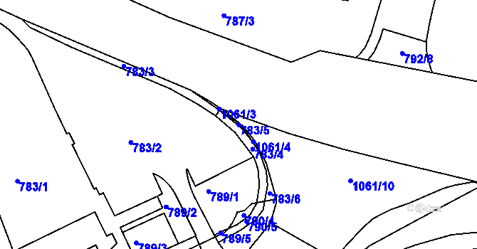 Parcela st. 783/5 v KÚ Klášterec nad Ohří, Katastrální mapa