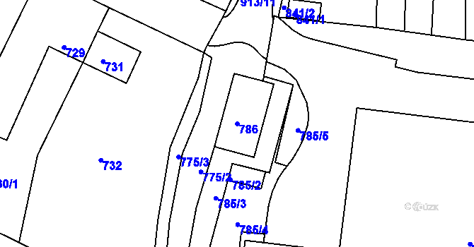 Parcela st. 786 v KÚ Klášterec nad Ohří, Katastrální mapa