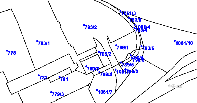 Parcela st. 789/2 v KÚ Klášterec nad Ohří, Katastrální mapa