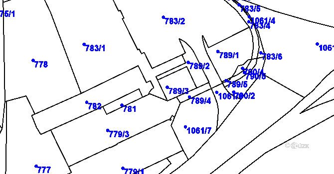 Parcela st. 789/3 v KÚ Klášterec nad Ohří, Katastrální mapa