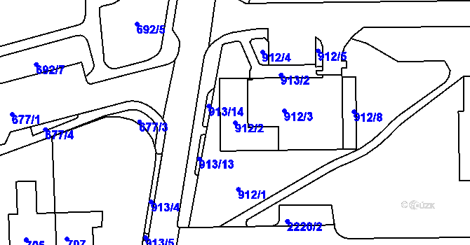 Parcela st. 912/2 v KÚ Klášterec nad Ohří, Katastrální mapa