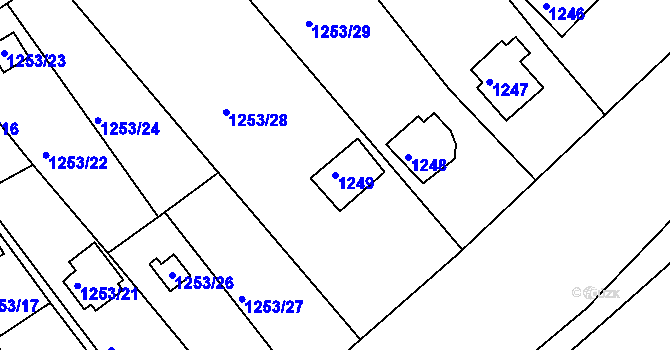 Parcela st. 1249 v KÚ Klášterec nad Ohří, Katastrální mapa