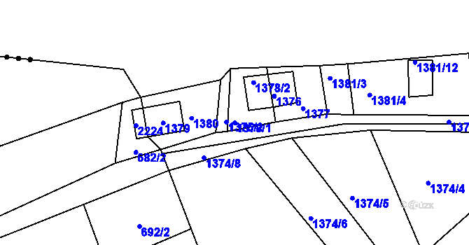 Parcela st. 1378/1 v KÚ Klášterec nad Ohří, Katastrální mapa