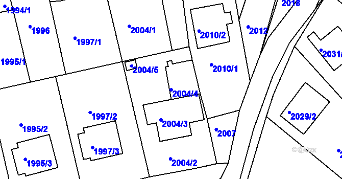 Parcela st. 2004/4 v KÚ Klášterec nad Ohří, Katastrální mapa