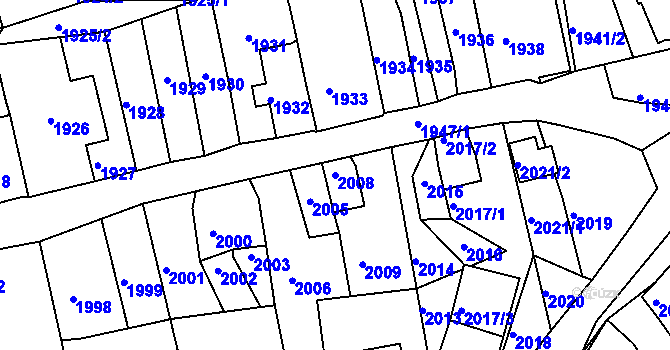 Parcela st. 2008 v KÚ Klášterec nad Ohří, Katastrální mapa