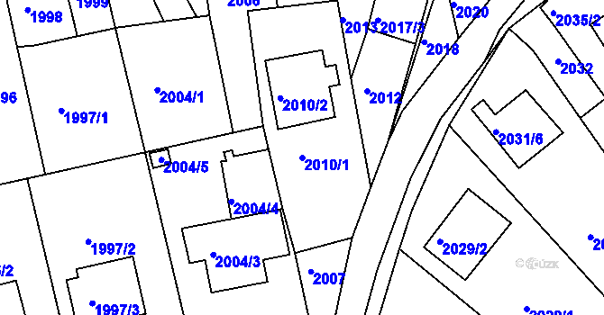 Parcela st. 2010/1 v KÚ Klášterec nad Ohří, Katastrální mapa