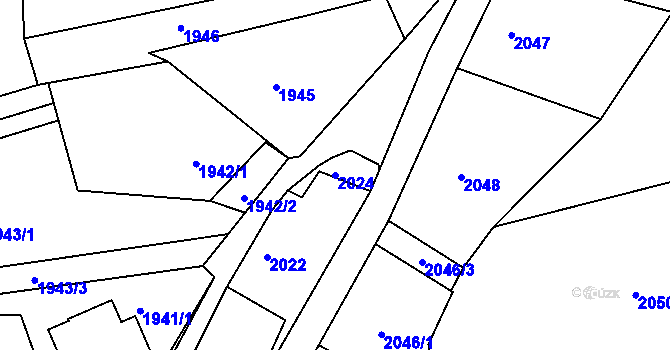 Parcela st. 2024 v KÚ Klášterec nad Ohří, Katastrální mapa