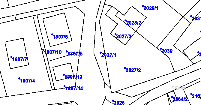 Parcela st. 2027/1 v KÚ Klášterec nad Ohří, Katastrální mapa