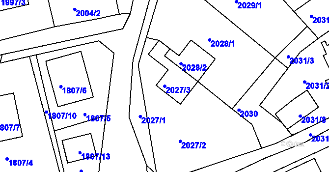 Parcela st. 2027/3 v KÚ Klášterec nad Ohří, Katastrální mapa