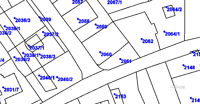 Parcela st. 2060 v KÚ Klášterec nad Ohří, Katastrální mapa