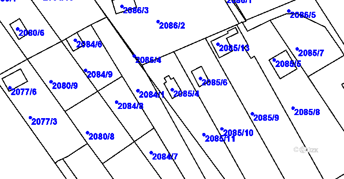 Parcela st. 2085/4 v KÚ Klášterec nad Ohří, Katastrální mapa