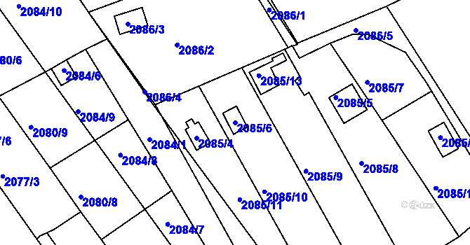 Parcela st. 2085/6 v KÚ Klášterec nad Ohří, Katastrální mapa
