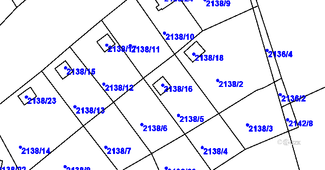 Parcela st. 2138/16 v KÚ Klášterec nad Ohří, Katastrální mapa