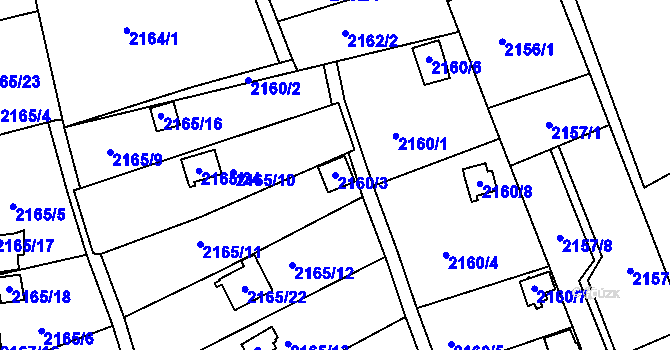 Parcela st. 2160/3 v KÚ Klášterec nad Ohří, Katastrální mapa
