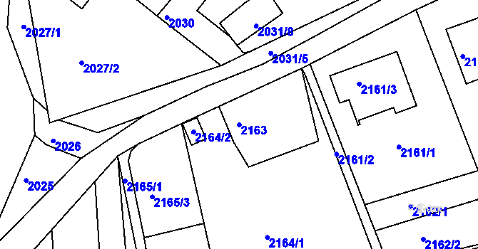 Parcela st. 2163 v KÚ Klášterec nad Ohří, Katastrální mapa