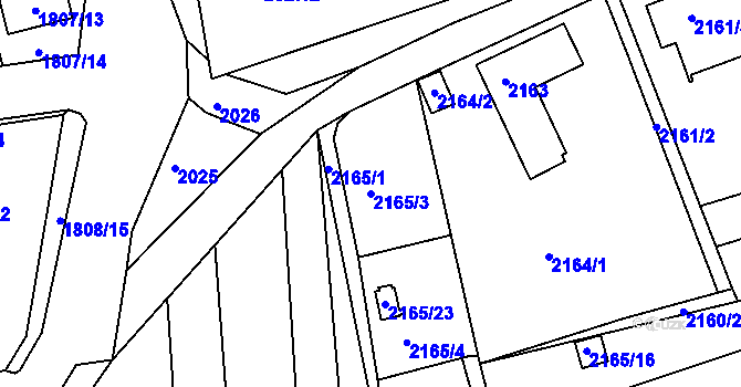 Parcela st. 2165/3 v KÚ Klášterec nad Ohří, Katastrální mapa