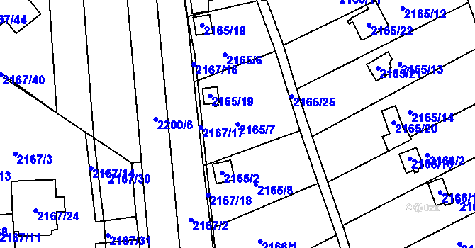 Parcela st. 2165/7 v KÚ Klášterec nad Ohří, Katastrální mapa