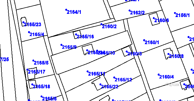 Parcela st. 2165/10 v KÚ Klášterec nad Ohří, Katastrální mapa