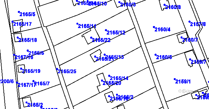Parcela st. 2165/13 v KÚ Klášterec nad Ohří, Katastrální mapa