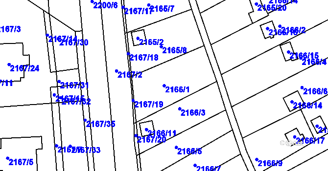 Parcela st. 2166/1 v KÚ Klášterec nad Ohří, Katastrální mapa