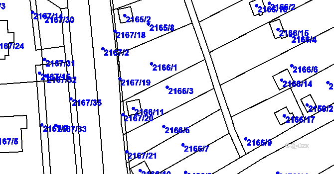 Parcela st. 2166/3 v KÚ Klášterec nad Ohří, Katastrální mapa