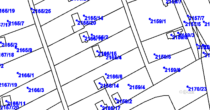 Parcela st. 2166/4 v KÚ Klášterec nad Ohří, Katastrální mapa