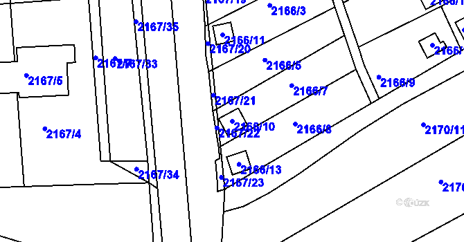 Parcela st. 2166/10 v KÚ Klášterec nad Ohří, Katastrální mapa