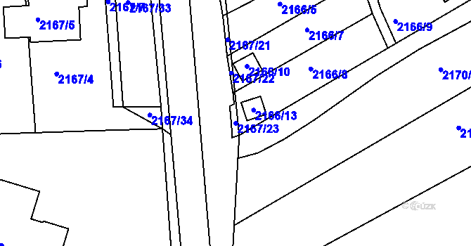 Parcela st. 2167/23 v KÚ Klášterec nad Ohří, Katastrální mapa