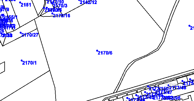 Parcela st. 2170/6 v KÚ Klášterec nad Ohří, Katastrální mapa