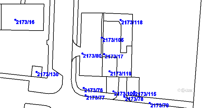Parcela st. 2173/17 v KÚ Klášterec nad Ohří, Katastrální mapa