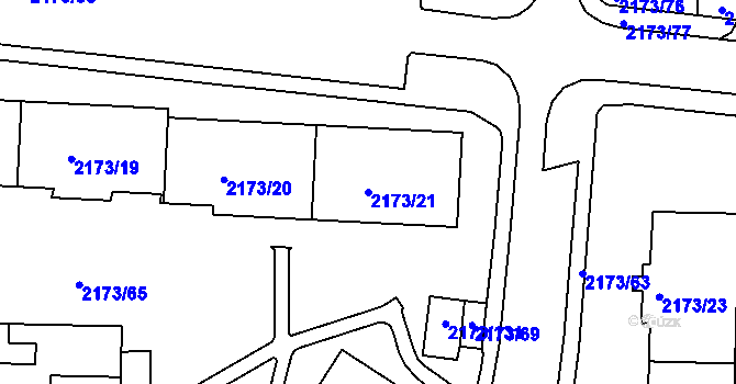 Parcela st. 2173/21 v KÚ Klášterec nad Ohří, Katastrální mapa