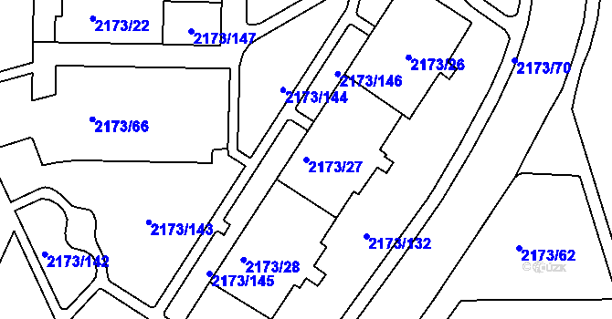Parcela st. 2173/27 v KÚ Klášterec nad Ohří, Katastrální mapa