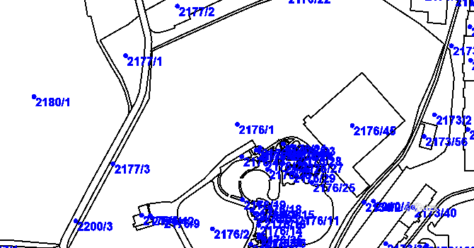 Parcela st. 2176/1 v KÚ Klášterec nad Ohří, Katastrální mapa