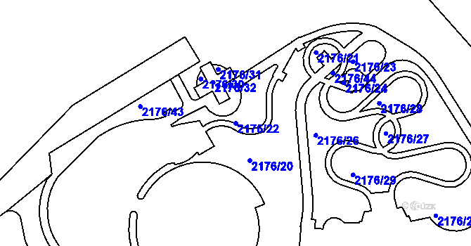 Parcela st. 2176/22 v KÚ Klášterec nad Ohří, Katastrální mapa