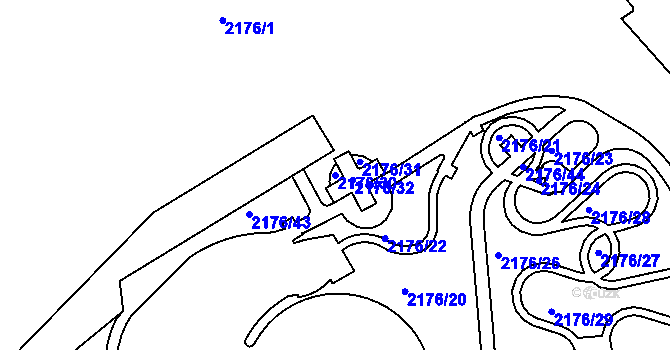 Parcela st. 2176/30 v KÚ Klášterec nad Ohří, Katastrální mapa
